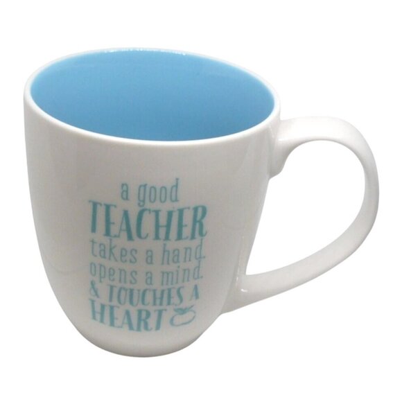 Teacher Appreciation Ceramic Mug White & Blue Inspirational  Christian Art Gifts - Picture 2 of 8
